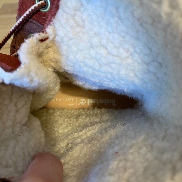 Timberland Teddy Fleece Burgundy Women's Leather Boots - Picture 7 of 12